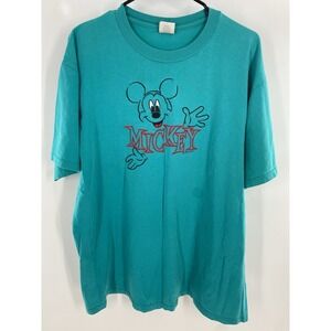 Vintage Mickey Mouse Disney T Shirt Velva Sheen Embroidered 90s Size XL